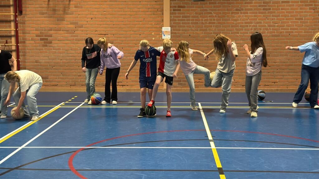 having fun en verbinding bij kapot sterk langsinger land en showcase basketball